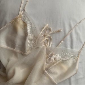 Vintage Cream Victoria Secret Mesh Slip
